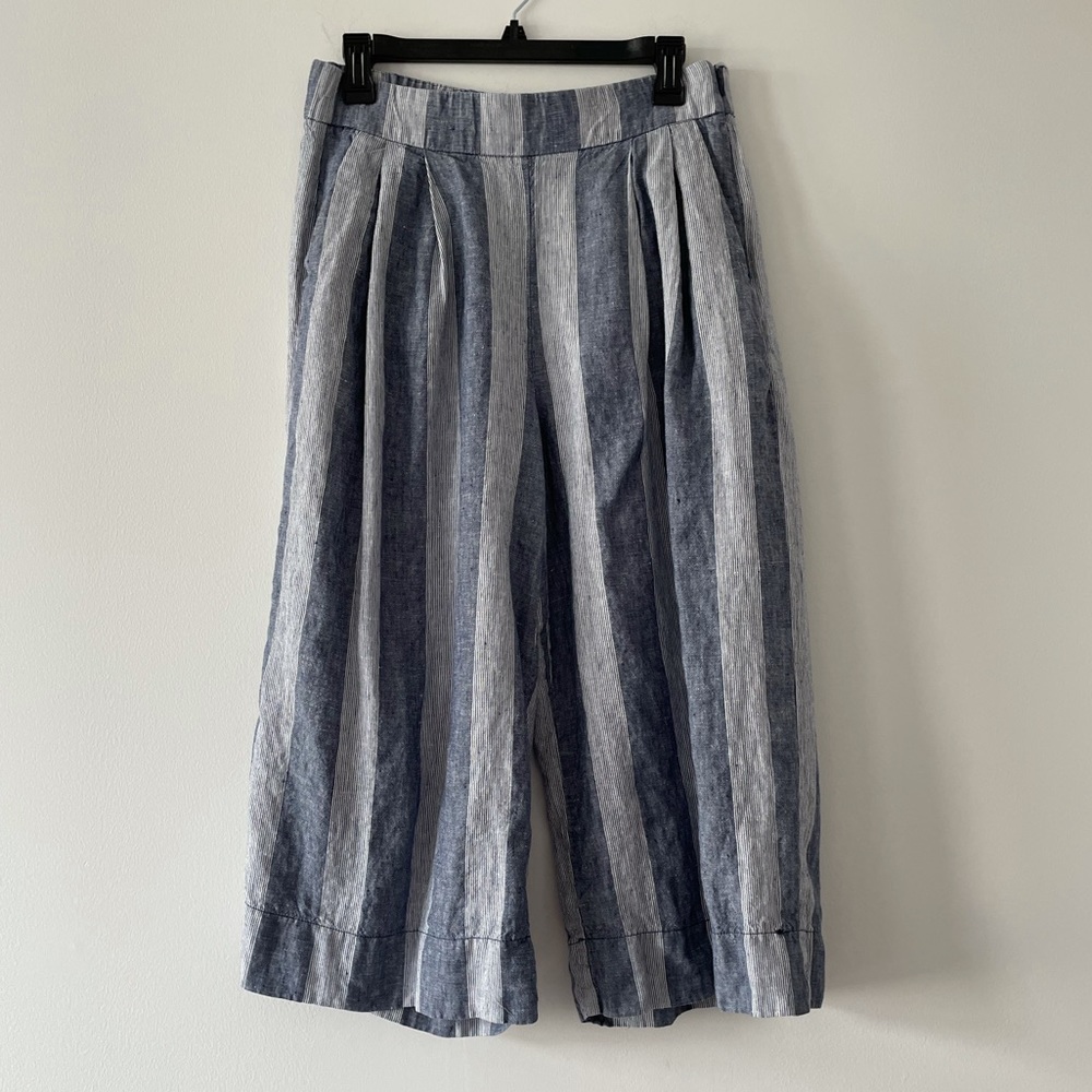 GAP Linen Wide Leg Vertical Stripe Pants